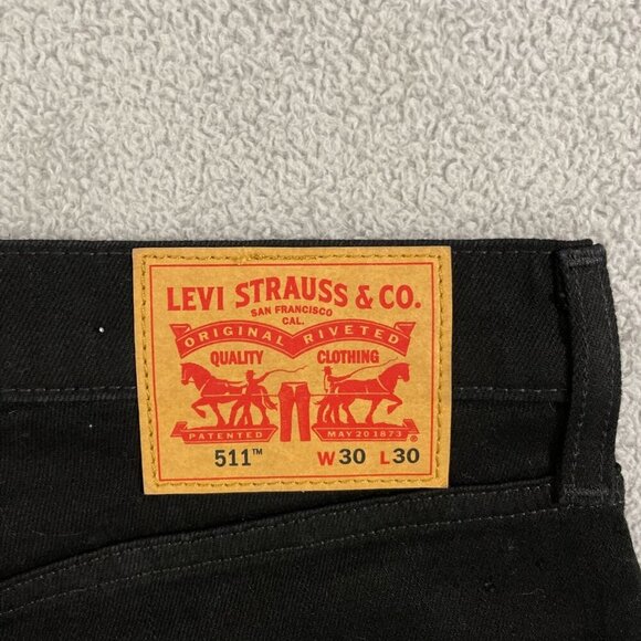 NEW Levis  511 Slim Fit  Men's W30 L30 Black Jeans 99% Cotton Elastane - Picture 5 of 10